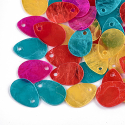 Spray Painted Capiz Shell Charms, teardrop, Mixed Color, 14.5x10x1mm, Hole: 1mm(X-SSHEL-T006-11)