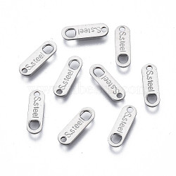 Tarnish Resistant 201 Stainless Steel Chain Tags, Stamping Blank Tag, Chain Extender Connectors, Oval with Word S.Steel, Stainless Steel Color, 11x3.5x0.5mm, Hole: 1.2mm & 2mm(STAS-N095-027)