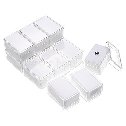 Rectangle Clear Plastic Loose Diamond Display Boxes, Small Jewelry Storage Case with Sponge, White, 5.7x3.7x2.8cm(CON-WH0092-60A)