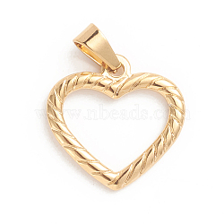 304 Stainless Steel Pendants, Heart, Golden, 21.5x21.5x2mm, Hole: 4x7mm(STAS-E486-15G)