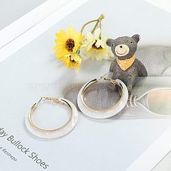 Ring Alloy Acrylic Hoop Earrings, Golden, 47mm(FS-WG301DC-02)