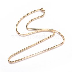 Unisex 304 Stainless Steel Box Chain Necklaces, with Lobster Claw Clasps, Golden, 19.7 inch(50cm)(STAS-D0002-35G)