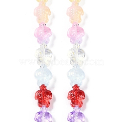 Transparent Glass Enamel Beads Strands, Hand Drawn Beads, Turtle, Mixed Color, 18x14x8.5mm, Hole: 1.2mm, about 22pcs/strand, 14.76~14.96''(37.5~38cm)(GLAA-B021-06A)