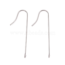 316 Surgical Stainless Steel Earring Hooks, with Vertical Loops, Stainless Steel Color, 39x3mm, Hole: 1.8mm, 21 Gauge, Pin: 0.7mm(STAS-E027-01A-P)