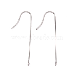 Tarnish Resistant 316 Surgical Stainless Steel Earring Hooks, with Vertical Loops, Stainless Steel Color, 39x3mm, Hole: 1.8mm, 21 Gauge, Pin: 0.7mm(STAS-E027-01A-P)