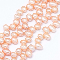 Natural Cultured Freshwater Pearl Beads Strands, Potato, Wheat, 7~11x7~8mm, Hole: 0.8mm, about 59pcs/strand, 14.7 inch(36cm)(PEAR-G004-03D-01)