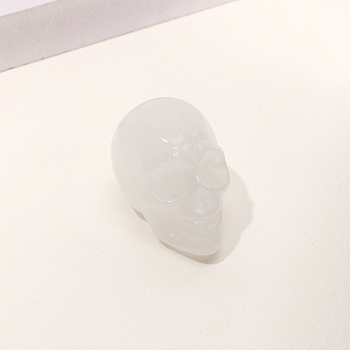 Natural Quartz Crystal Skull Figurine Display Decorations, Energy Stone Ornaments, 40x25x27mm