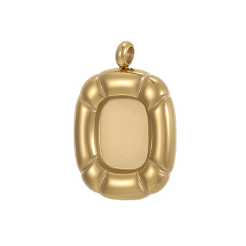 304 Stainless Steel Pendant Cabochon Settings, Rectangle, Ion Plating(IP), Real 18K Gold Plated, 17x12mm, Hole:1mm