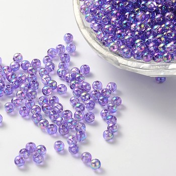 Eco-Friendly Transparent Acrylic Beads, Round, AB Color, Medium Orchid, 8mm, Hole: 1.5mm, about 2000pcs/500g