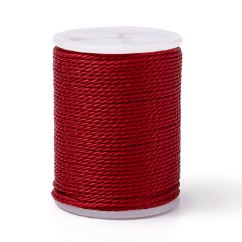 Round Waxed Polyester Cord, Taiwan Waxed Cord, Twisted Cord, FireBrick, 1mm, about 12.02 yards(11m)/roll