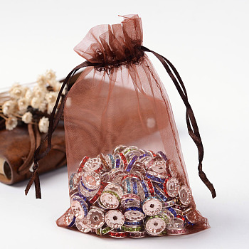 Organza Gift Bags with Drawstring, Jewelry Pouches, Wedding Party Christmas Favor Gift Bags, Chocolate, 15x10cm