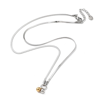 304 Stainless Steel with Plastic Bead Necklace, Stainless Steel Color, 17.72 inch(45cm)