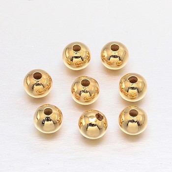 Brass Round Spacer Beads, Lead Free & Cadmium Free & Nickel Free, Real 18K Gold Plated, 4mm, Hole: 1.5mm