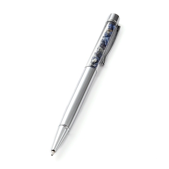 Ballpoint Pens, with Natural Lapis Lazuli Chip Beads, 14.1x1.3x0.95cm