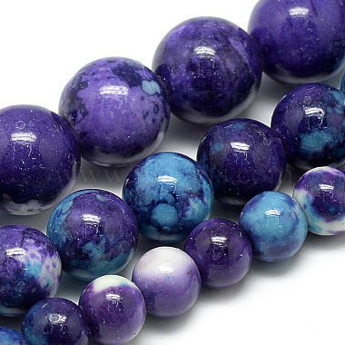 Dark Slate Blue Round Ocean White Jade Beads