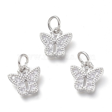 Real Platinum Plated Clear Butterfly Brass+Cubic Zirconia Pendants