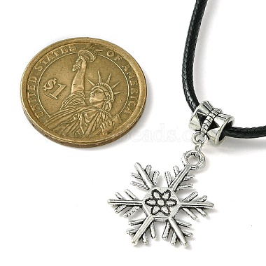 Tibetan Style Alloy Snowflake Pendant Necklaces(NJEW-JN04538)-4