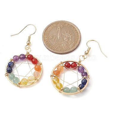 Boucles d'oreilles pendantes en perles rondes avec pierres précieuses naturelles mélangées(EJEW-JE05456-01)-3