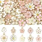 40Pcs 10 Styles Alloy Enamel Pendants, Golden & Light Gold, Pink, 13~20.5x11.5~17.5x1.5~4.5mm, Hole: 1.2~4.5mm, 4pcs/style(ENAM-FS0004-04A)