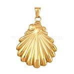 304 Stainless Steel Pendants, Shell Shape Charms, Ion Plating(IP), Real 18K Gold Plated, 36.5x27x2.5mm, Hole: 5.5x3.5mm(SA-CBA00B3-01B-G)