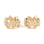 Brass Micro Pave Clear Cubic Zirconia European Beads, Large Hole Beads, Wave Edge, Real 18K Gold Plated, 8x4mm, Hole: 4mm(KK-L261-05G)