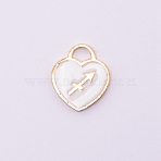 Alloy Enamel Charms, Enamelled Sequins, Cadmium Free & Lead Free, Heart with Constellation, Golden, Sagittarius, 14x12x1.5mm, Hole: 3x3.5mm(ENAM-WH0049-36G-K01-RS)