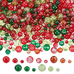 750Pcs 5 Colors Spray Painted Crackle Glass Beads, Round, Mixed Color, 4~8mm, Hole: 1.1~1.6mm(CCG-ME0001-01)