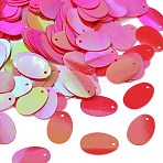 1875Pcs PVC Pendants, Oval Charm, Pink, 19x13x0.5mm, Hole: 1.4mm(PVC-XCP0001-04)