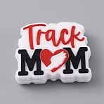 Word Track Mom Silicone Beads, Colorful, 28.5x23.5x8mm, Hole: 2mm(SIL-WH0002-91)