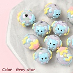 10Pcs Hand Painted Opaque Acrylic with Enamel Beads, Star, Dark Gray, 15x18~19x19~19.5mm, Hole: 2.7mm(MACR-YW0003-29C)