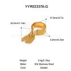 304 Stainless Steel Cuff Rings, Tassels Rings for Women, Golden, Inner Diameter: 17.8mm(FS-WG9DB79-01)