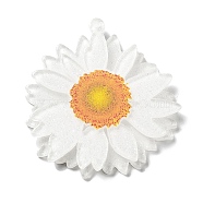 Printed Transparent Acrylic Pendants, 3D Flower Charms, White, 42.5x40x4mm, Hole: 1.5mm(SACR-P029-B01)