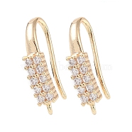 Brass Micro Pave Cubic Zirconia Earring Hooks, Fishhook, Golden, 16.5x8x3.5mm, Hole: 1mm(KK-U008-14G)