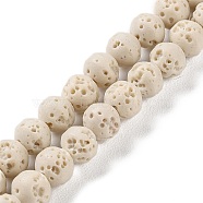 Synthetic Lava Rock Dyed Beads Strands, Round, Floral White, 6~6.5mm, Hole: 1mm, about 63pcs/strand, 15.16''(38.5cm)(G-H311-08A-04)