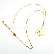 Cute Cartoon Animal Stainless Steel Pendant Necklaces, with Cable Chains for Unisex, Hedgehog(QV5065-9)