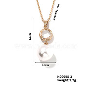 Brass Pave Rhinestone & Imitaiton Pearl Round Pendnat Shiny Women's Necklaces for Women, Golden, Clear, 15.75 inch(40cm)(NM0826-3)