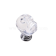 Aluminum Alloy & K9 Crystal Glass Skull Drawer Knob, with Screws, Cabinet Pulls Handles for Drawer, Doorknob Accessories, Halloween Theme, Platinum, Clear, 29x22x39mm(SKUL-PW0001-076B)