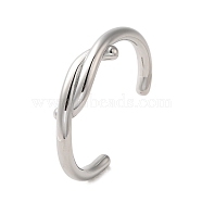 304 Stainless Steel Wire Wrap Cuff Bangles, Knot, Stainless Steel Color, Wide: 6~21mm, Inner Diameter: 2-1/2 inch(6.3cm)(BJEW-Q773-06E-P)