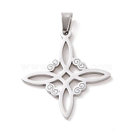 304 Stainless Steel Hollow Pendants, Knot, Stainless Steel Color, 27x25x1mm, Hole: 5x3mm(STAS-P313-01P)