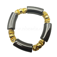 Fashionable Women's Chunky Curved Acrylic Tube Beads Stretch Bracelets, Black(AP8792-8)