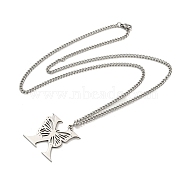 201 Stainless Steel Necklaces, Letter X, 23.74 inch(60.3cm) p: 32x31.5x1.3mm(NJEW-Q336-01X-P)