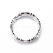 304 Stainless Steel Split Rings, Double Loops Jump Rings, Stainless Steel Color, 14x2mm, about 12mm inner diameter(STAS-P092-01)