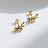 304 Stainless Steel Stud Earrings, Golden, knot, 6x13.5mm(EJEW-Q028-03A-G)