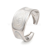 304 Stainless Steel Wide Band Open Cuff Ring for Women, with Enamel, Stainless Steel Color, Adjustable(RJEW-F160-02P)