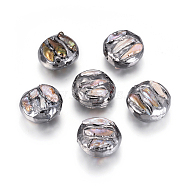 Natural Cultured Freshwater Pearl Beads, with Brass Findings, Flat Round, Gunmetal, 27x14~17mm, Hole: 1mm(PEAR-F016-06B)