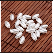 ABS Plastic Imitation Pearl Beads, Oval, White, 8x4mm, Hole: 1mm, about 5500pcs/ponud(KY-K002-03-8X4MM-A)