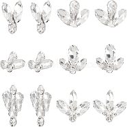 12Pcs 6 Style Sew on Rhinestone, Glass Cabochons(Hot Melt Adhesive On The Back), with Iron Prong Settings, Garments Accessories, Mixed Shapes, Crystal, 15x26x6mm, Hole: 1mm, 2pcs/style(RGLA-FG0001-04)