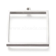 304 Stainless Steel Open Back Bezel Pendants, Double Sided Polishing, For DIY UV Resin, Epoxy Resin, Pressed Flower Jewelry, Square, Stainless Steel Color, 31x28x3mm, Hole: 2mm(STAS-K208-02P-A)