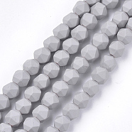 Spray Painted Non-magnetic Synthetic Hematite Beads Strands, Star Cut Round Beads, Faceted, Light Grey, 6x6x6mm, Hole: 0.8mm, about 64~67pcs/strand, 14.9 inch~15.7 inch(G-T116-16-11)