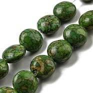 Dyed Synthetic Turquoise Beads Strands, Flat Round, Olive Drab, 8x5.5mm, Hole: 1mm, about 48pcs/strand, 15.63 inch(39.7cm)(G-B070-E01-01)